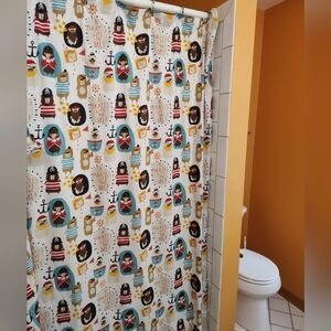 EUC Garnet Hill Pirate-Themed Kids Shower Curtain